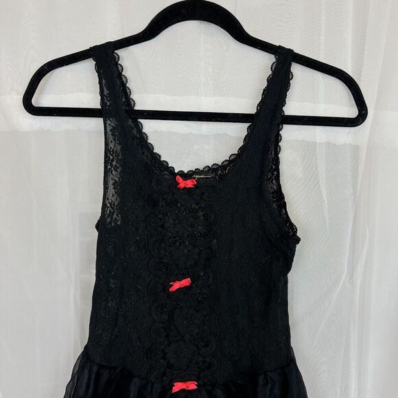 vintage 100% nylon tiered lace chemise slip dress steampunk gothic coquette - Picture 2 of 11